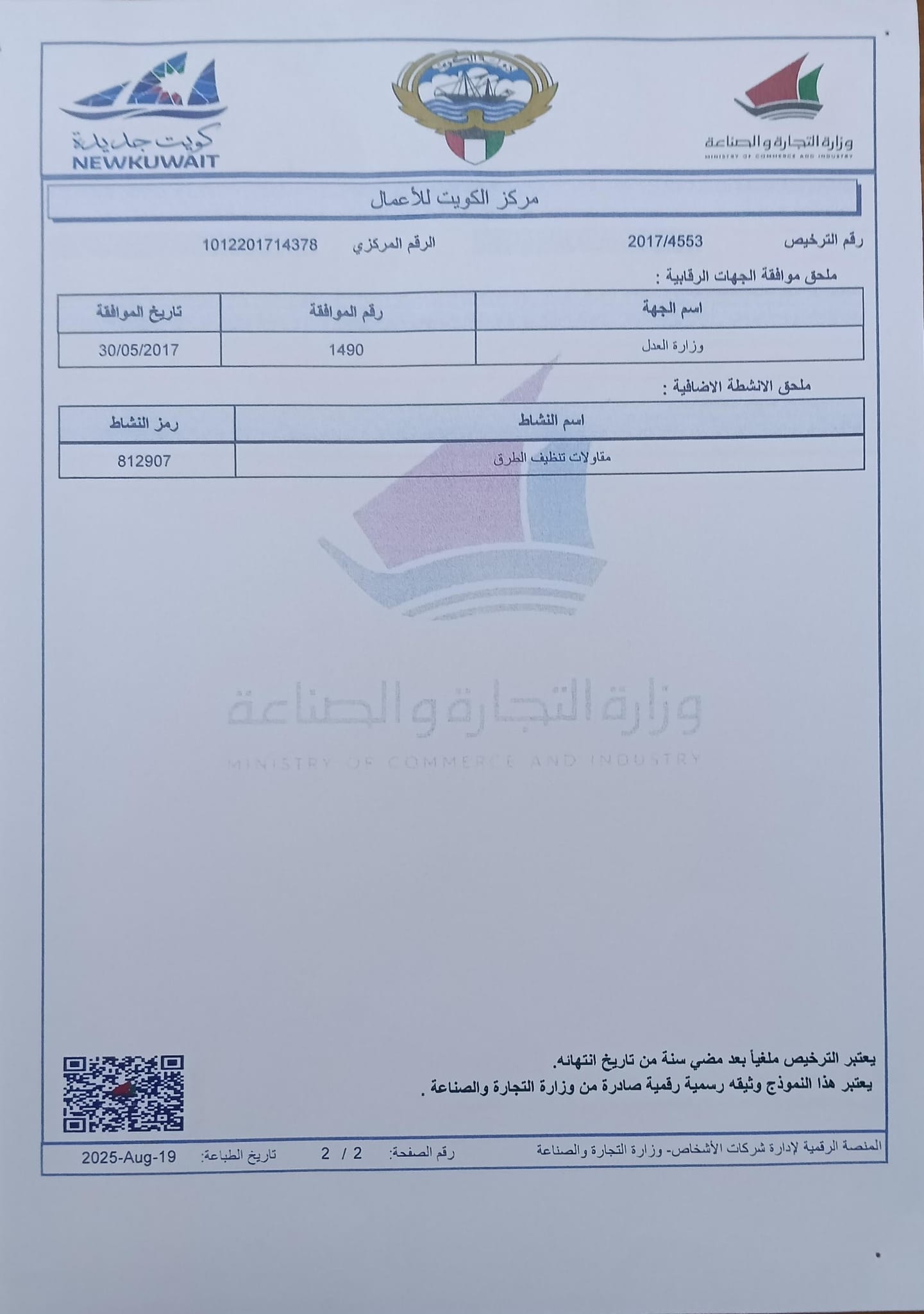 Ministry of Commerce & Industry – Business License